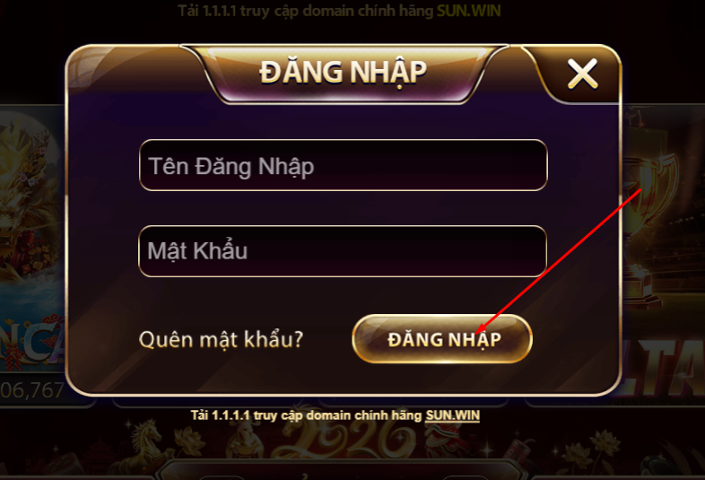 Tiến hành xác nhận thông tin đăng nhập Sunwin