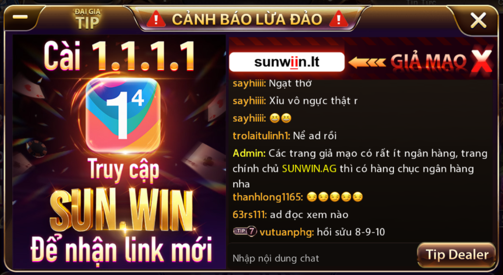 Sunwin ra cảnh báo địa chỉ giả mạo để người chơi tránh